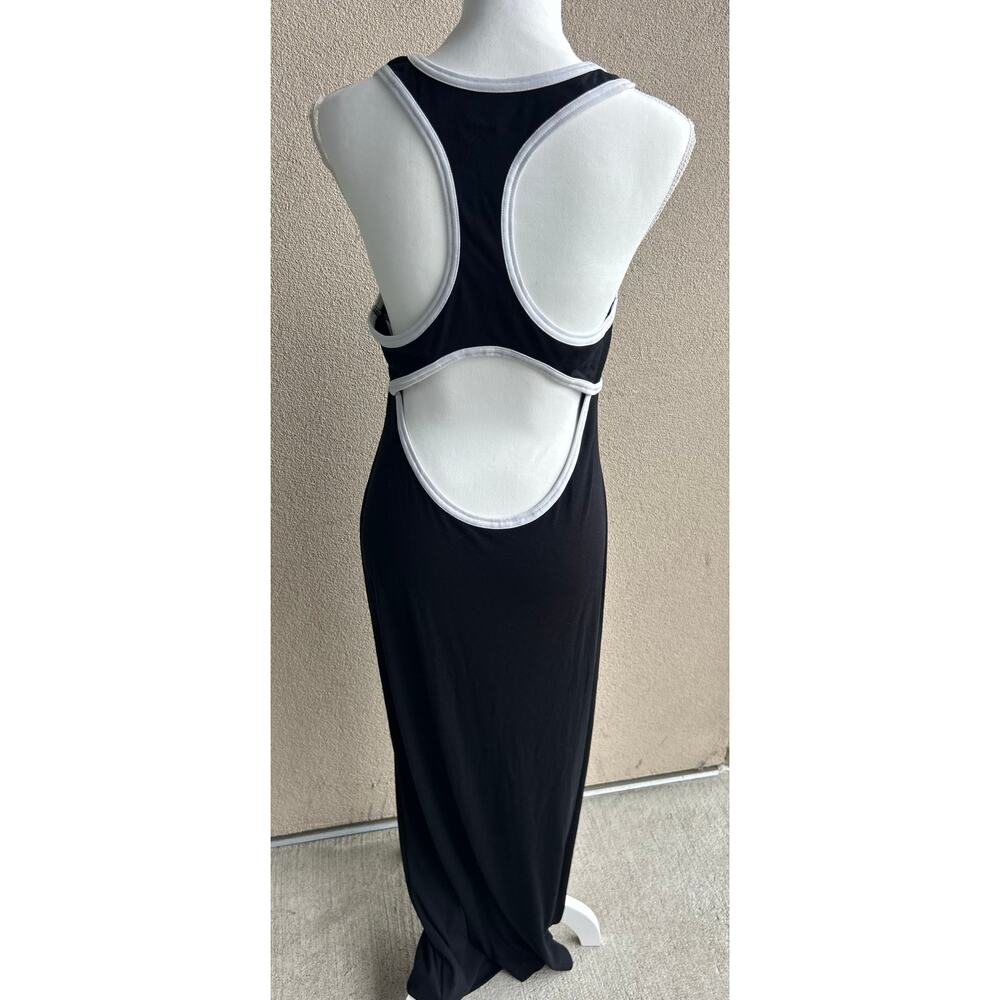 Free-Est Free People Black and White Contrast Maxi Dress Open Back Fitted Size M - Picture 5 of 7